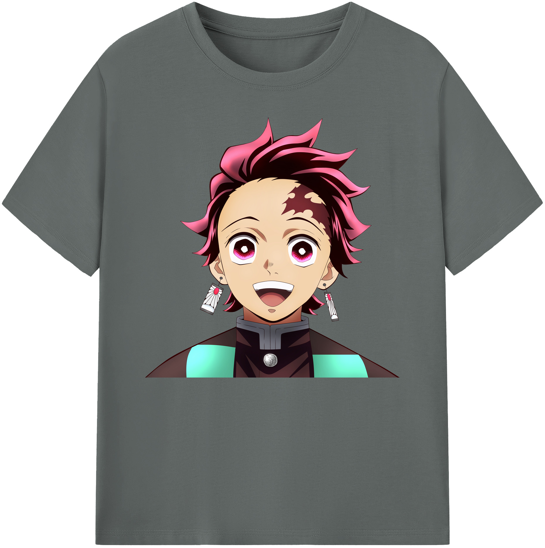（画像用） 鬼滅の刃 竈門 炭治郎／かまど たんじろう Kamado Tanjirou 綿100％ メンズ半袖Tシャツ｜肌触りやわらか＆通気性